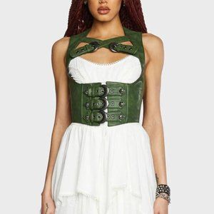 Dolls Kill Tea Leaf Party Underbust Corset Vegan Leather